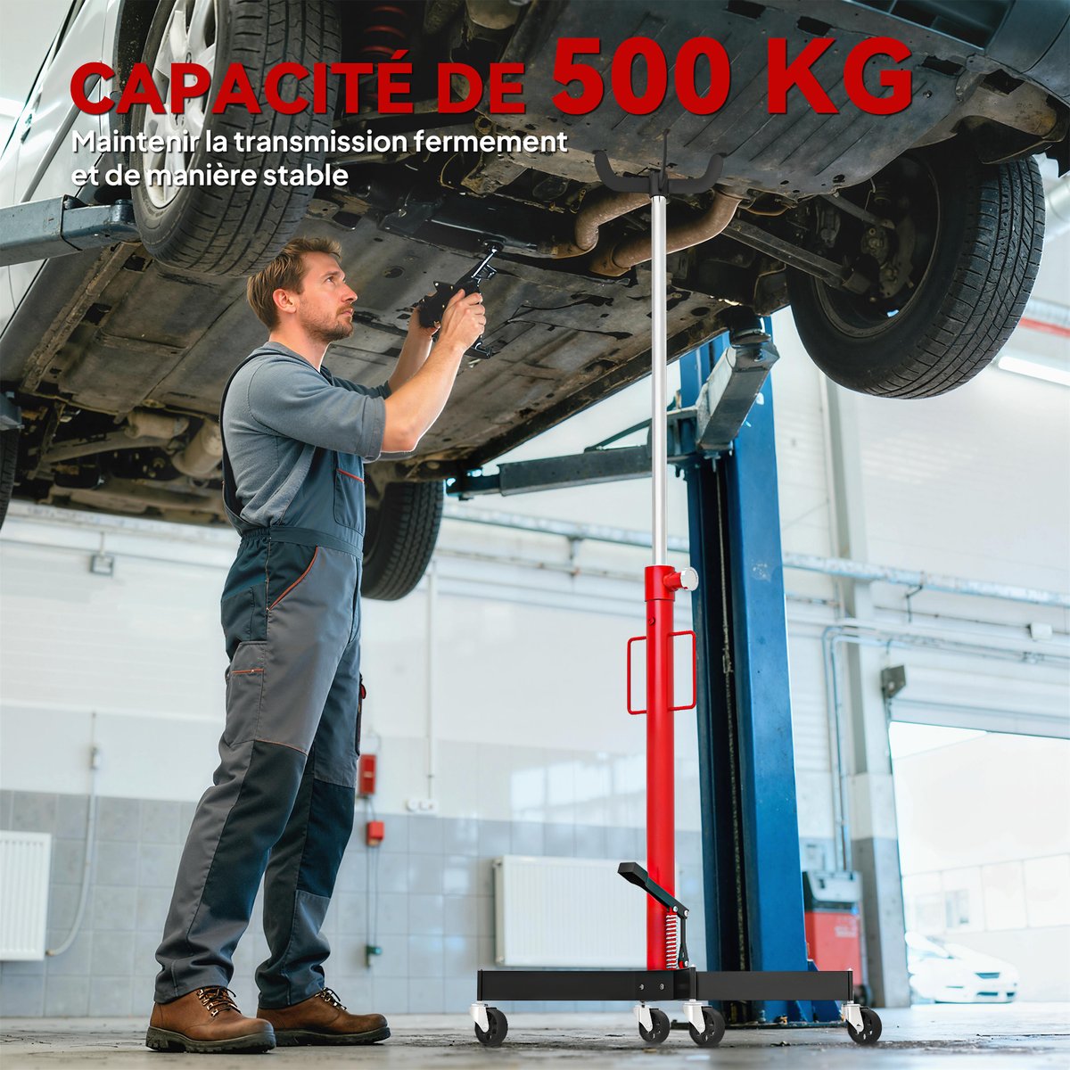Vérin de levage Métal Rouge rouge, HOMCOM