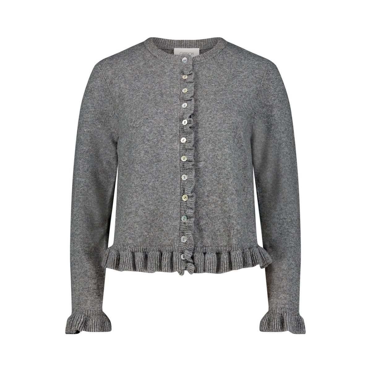 Cardigan en maille à ruches gris, CARTOON