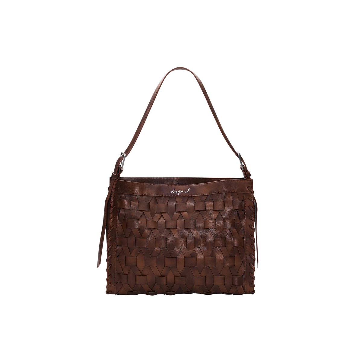 Sac moyen tressé marron, DESIGUAL