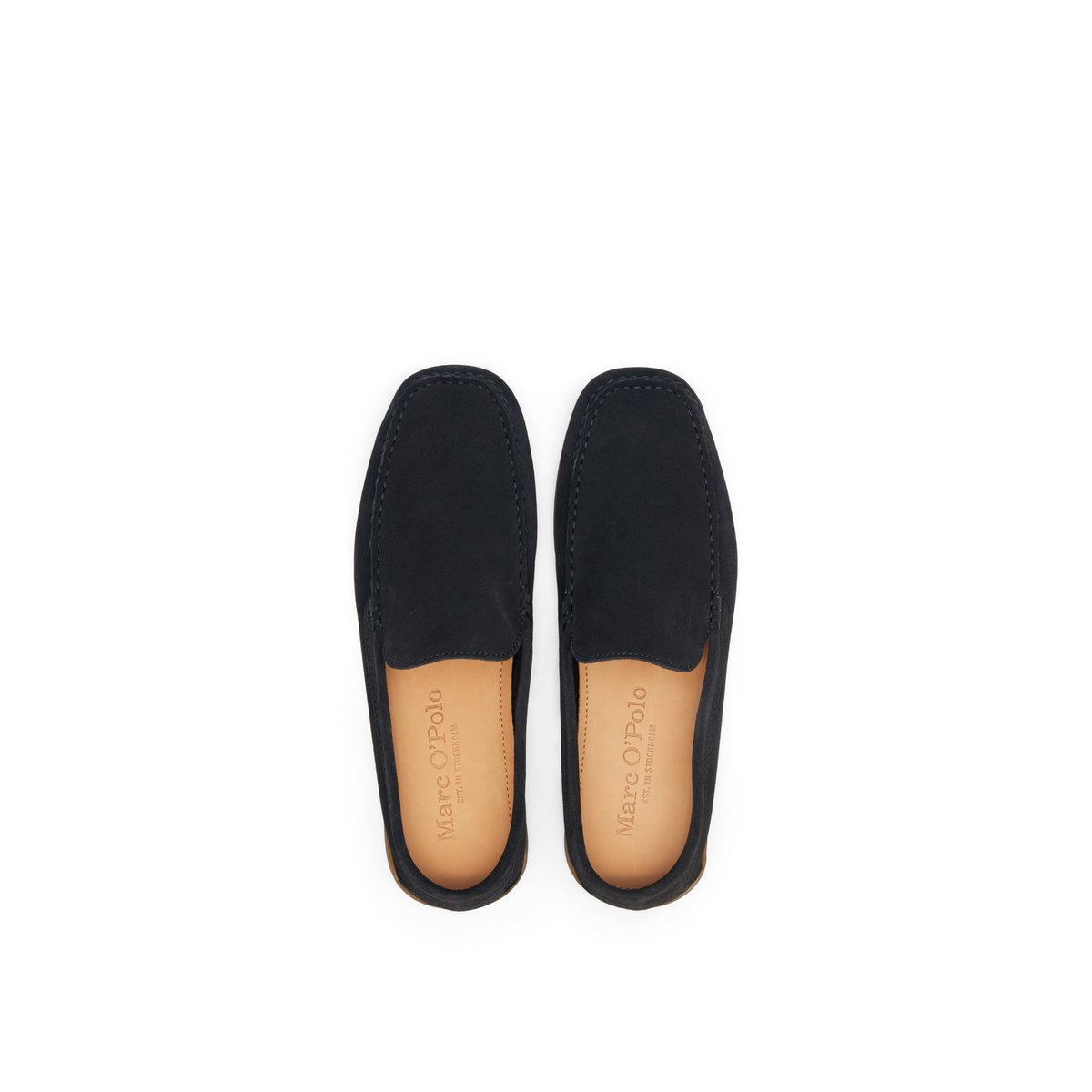 Mocassin en cuir velours doux bleu fonce, MARC O'POLO