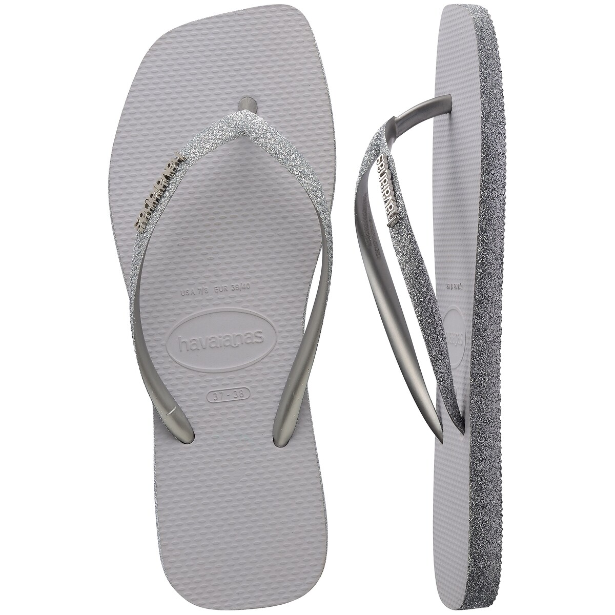 Hav Square Sparkle Flip Flops silver-coloured, HAVAIANAS