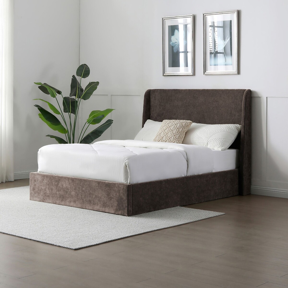 Austin Natural Herringbone Multi-Lift Ottoman Storage Bed mocha, ÉDITÉ