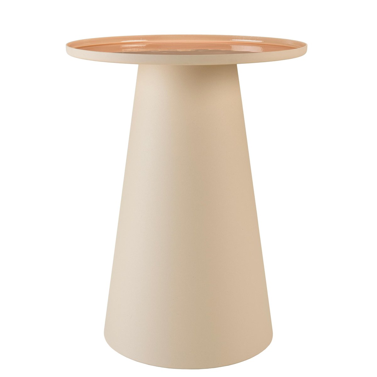 Table d'appoint ronde 40x40cm plateau en métal émaillé caramel TOSCA bois naturel, PIER IMPORT