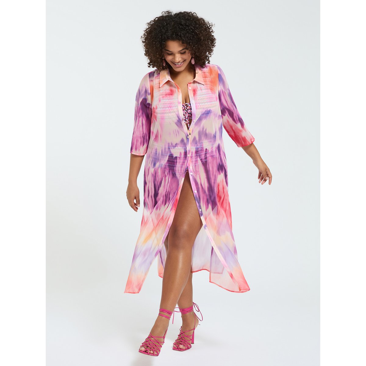 Robe chemise tie-dye violet, FIORELLA RUBINO