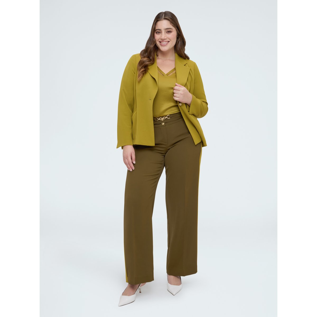 Blazer structuré avec bouton bijou vert clair, FIORELLA RUBINO