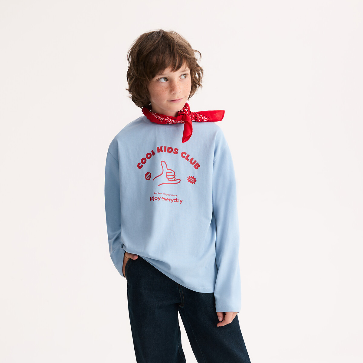 Printed Long Sleeve T-Shirt blue, LA REDOUTE COLLECTIONS