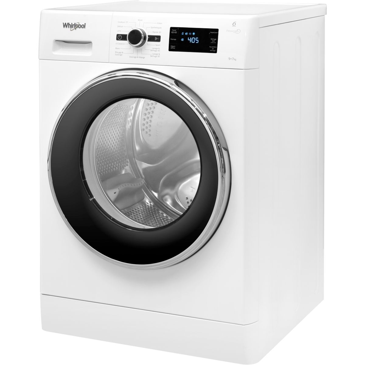 Lave linge séchant hublot FWDG97168BXFR couleur unique, WHIRLPOOL