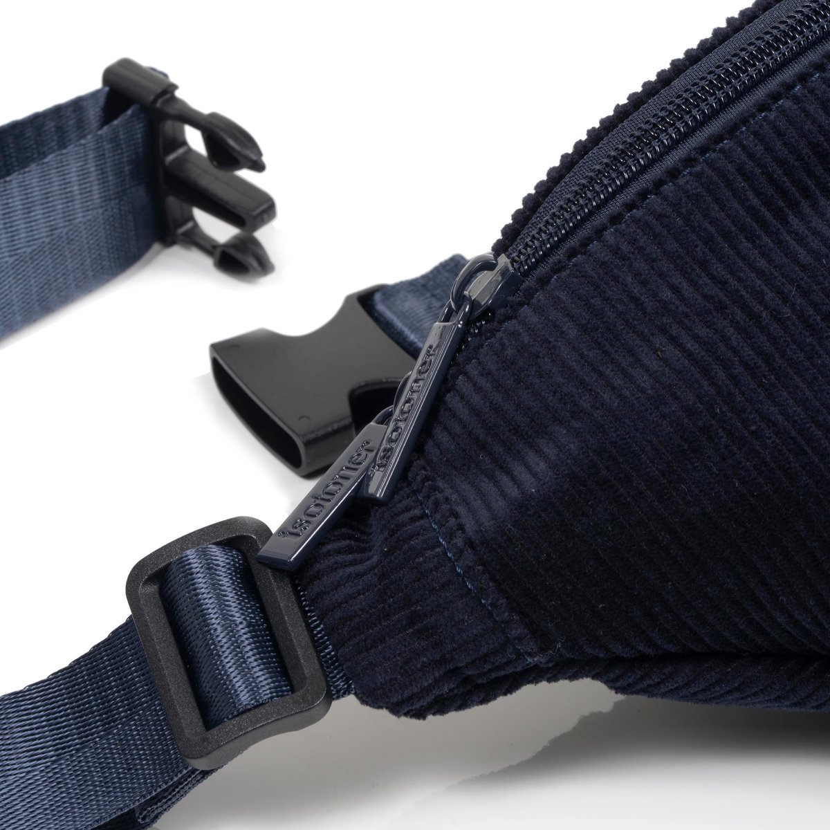 Sac banane velours côtelé marine avec bandoulière ajustable bleu marine, ISOTONER