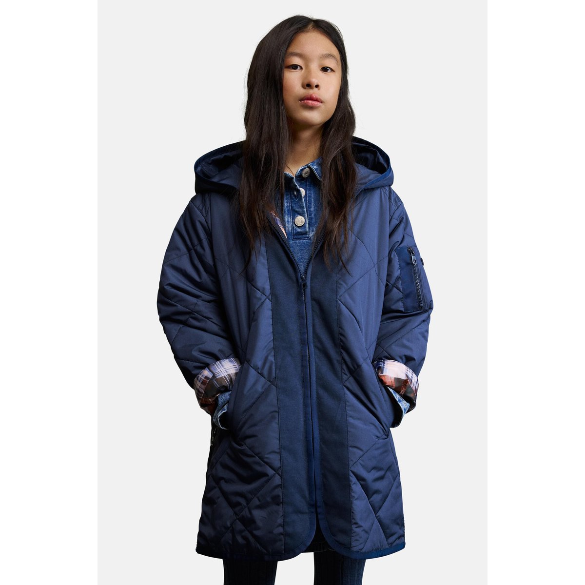 Manteau matelassé à capuche bleu, DESIGUAL