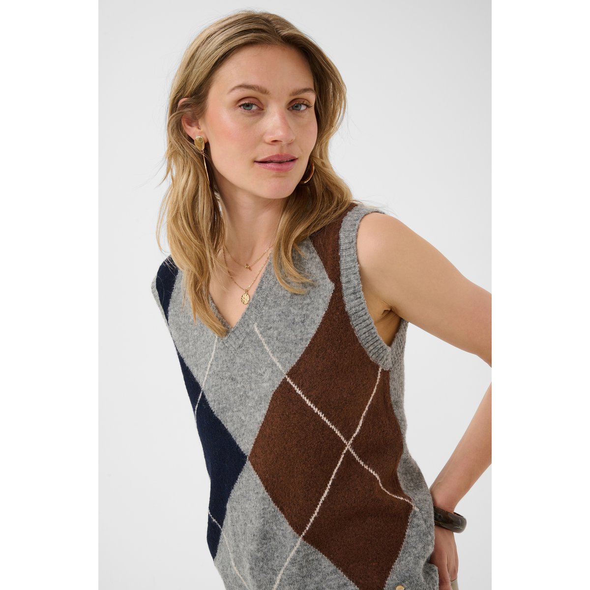 Pullover tricoté gris grey melange, CREAM