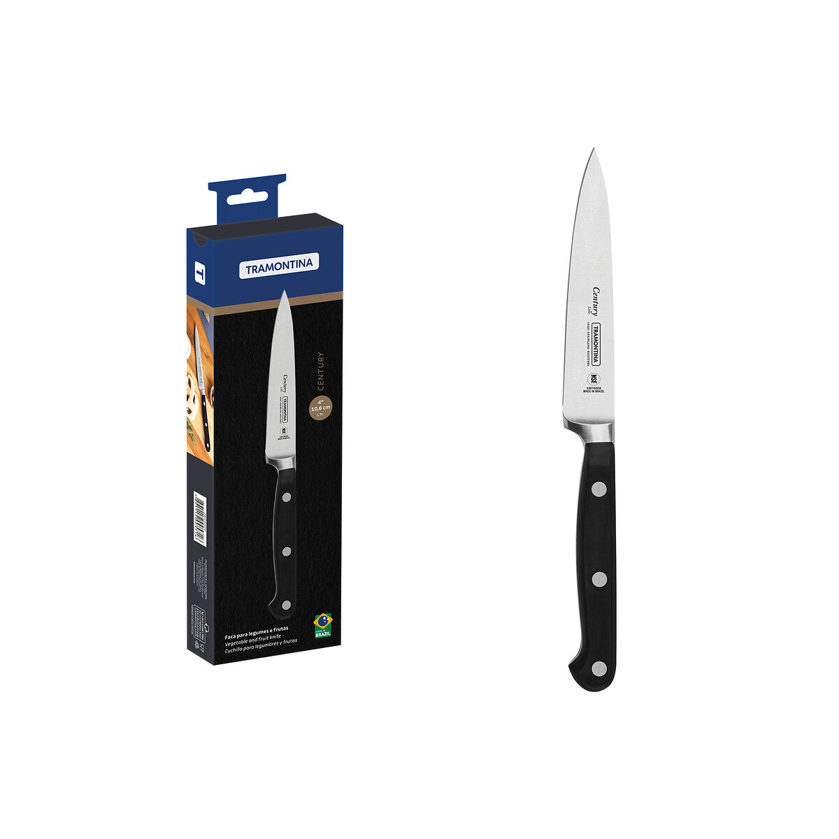 Faca para Legumes e Frutas Century 4", Tramontina preto , TRAMONTINA