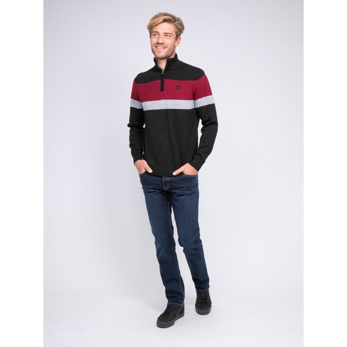 Pull Col Montant Zippé Lonyx noir, RITCHIE