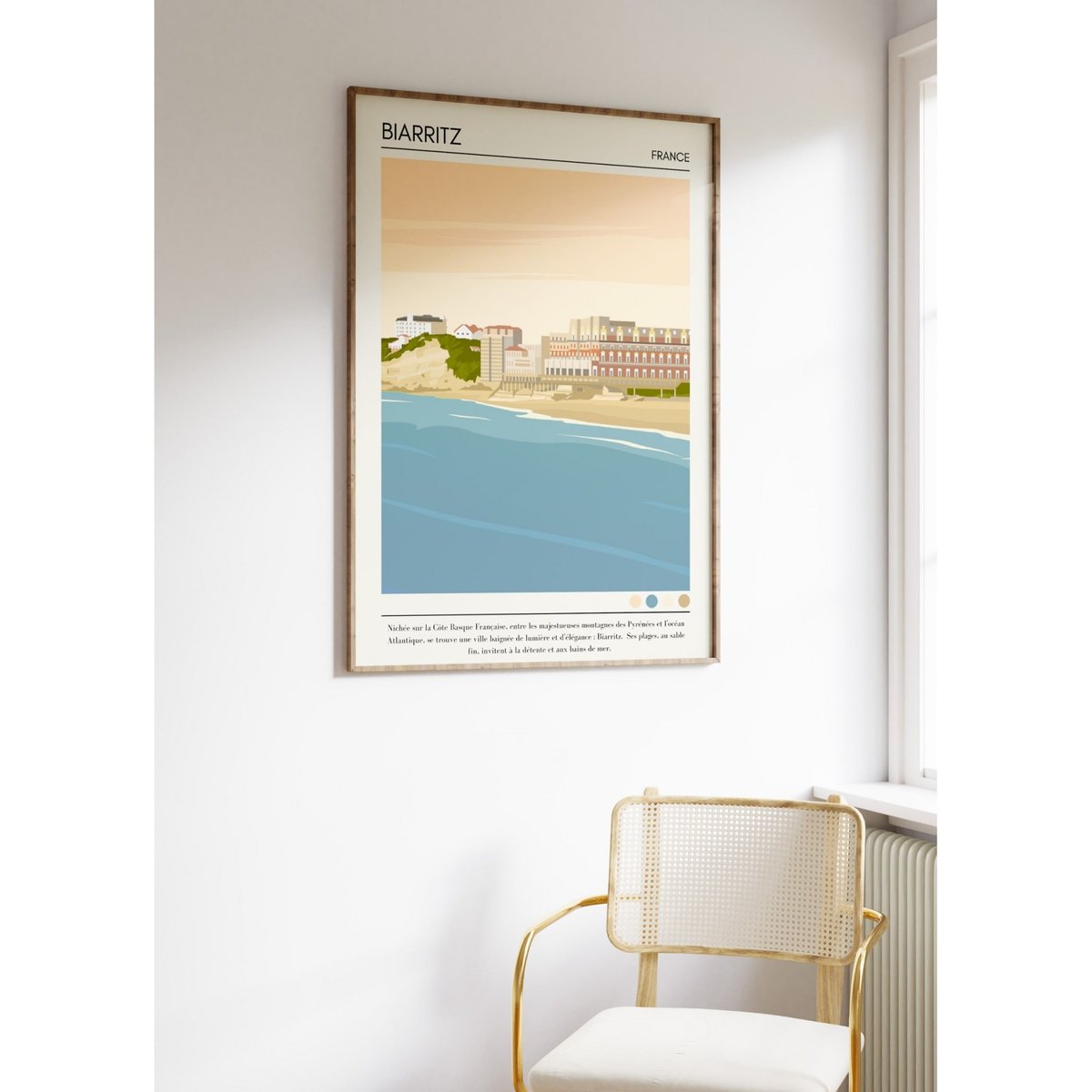 Affiche ville Biarritz Vintage blanc, L'AFFICHERIE