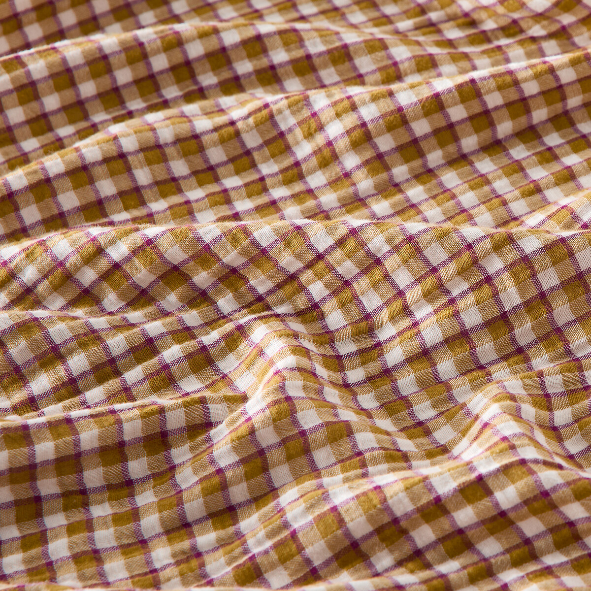 Rideau motif vichy, gaze de coton, à anneaux, NINON vichy rose, LA REDOUTE INTERIEURS