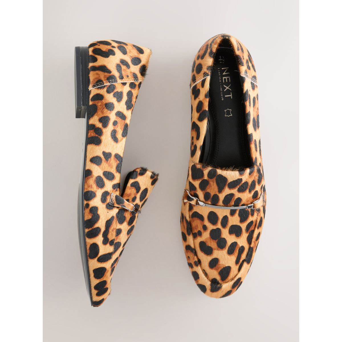 Mocassins bout rond en cuir forever comfort® léopard, NEXT