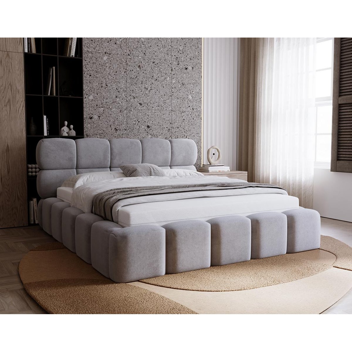 Lit coffre - MARIPOSA gris, BEST MOBILIER