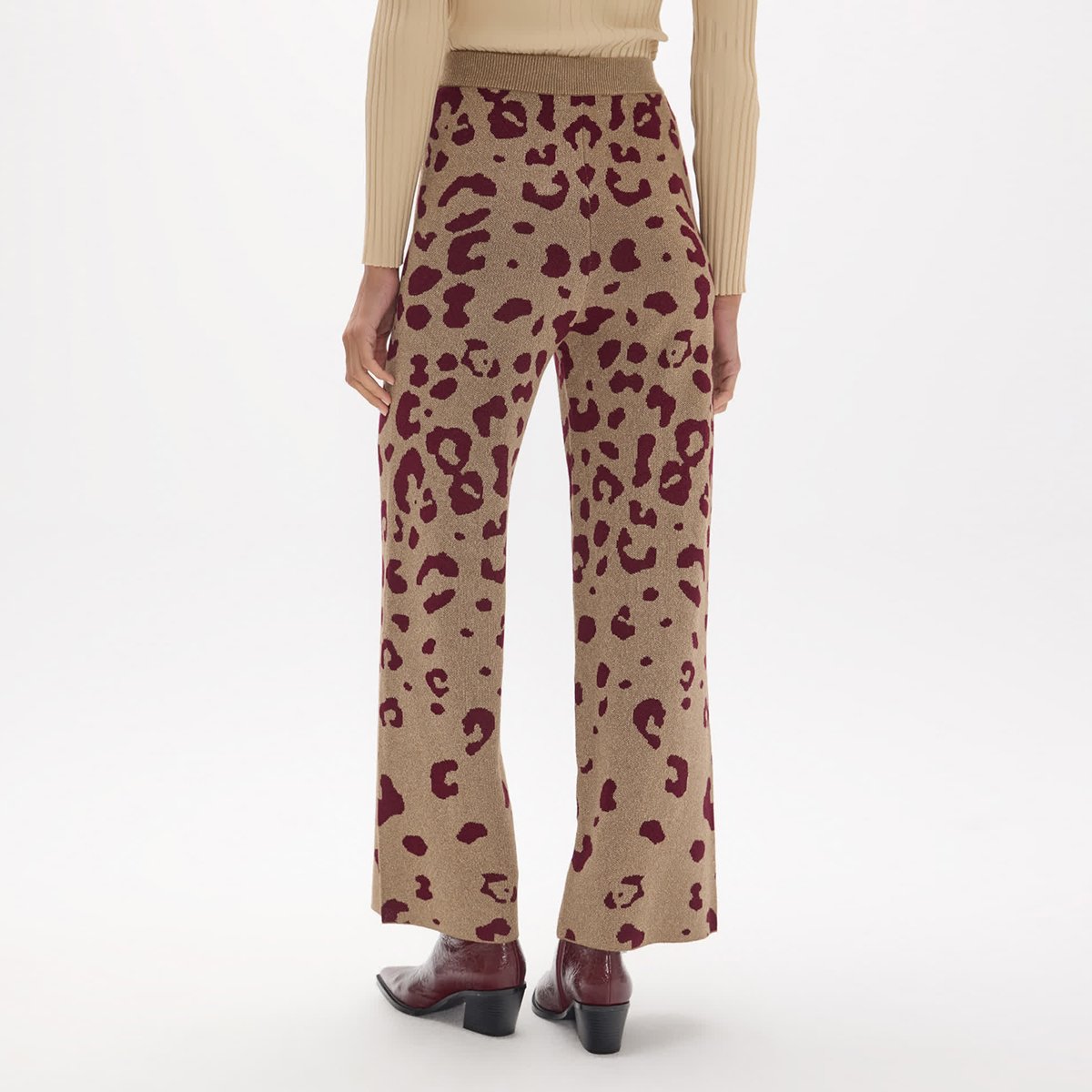 Pantalon jacquard imprimé léopard beige, LOLA CASADEMUNT