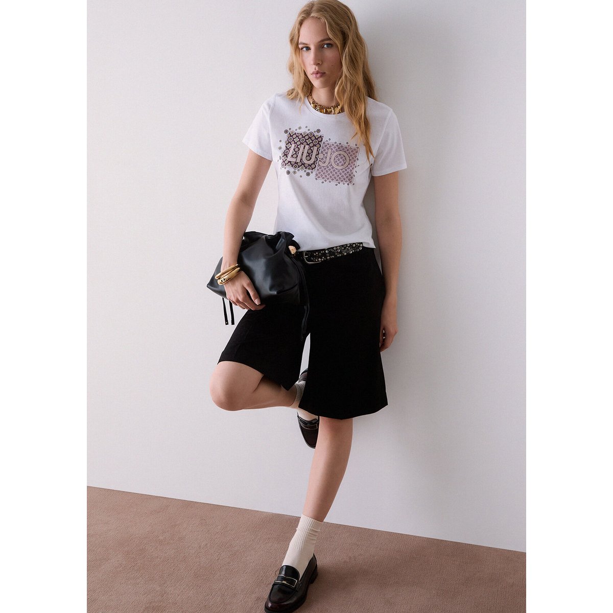T-shirt avec logo blanc et rouge, LIU JO