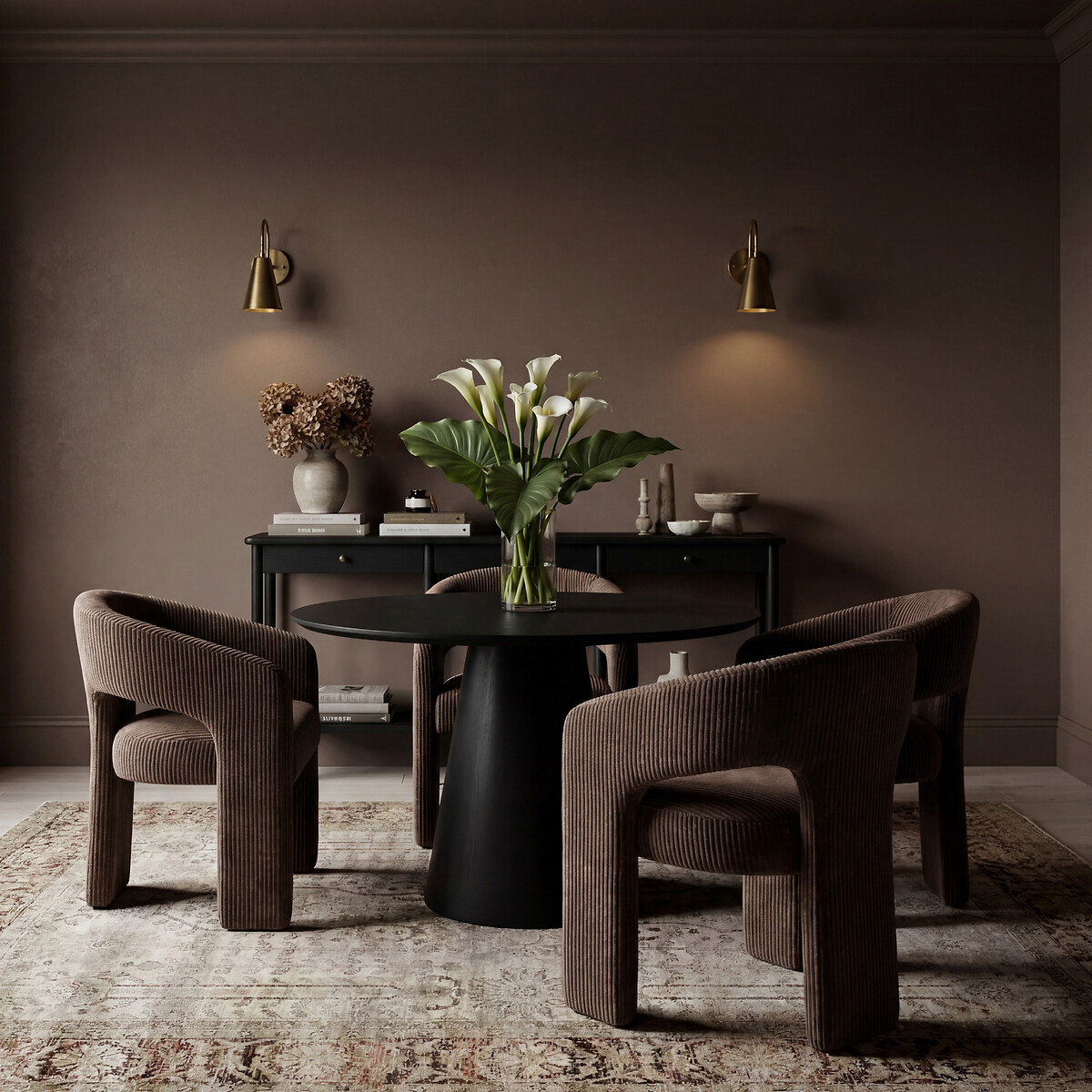 Alpaca Curved Corduroy Upholstered Dining Chair cocoa, ÉDITÉ
