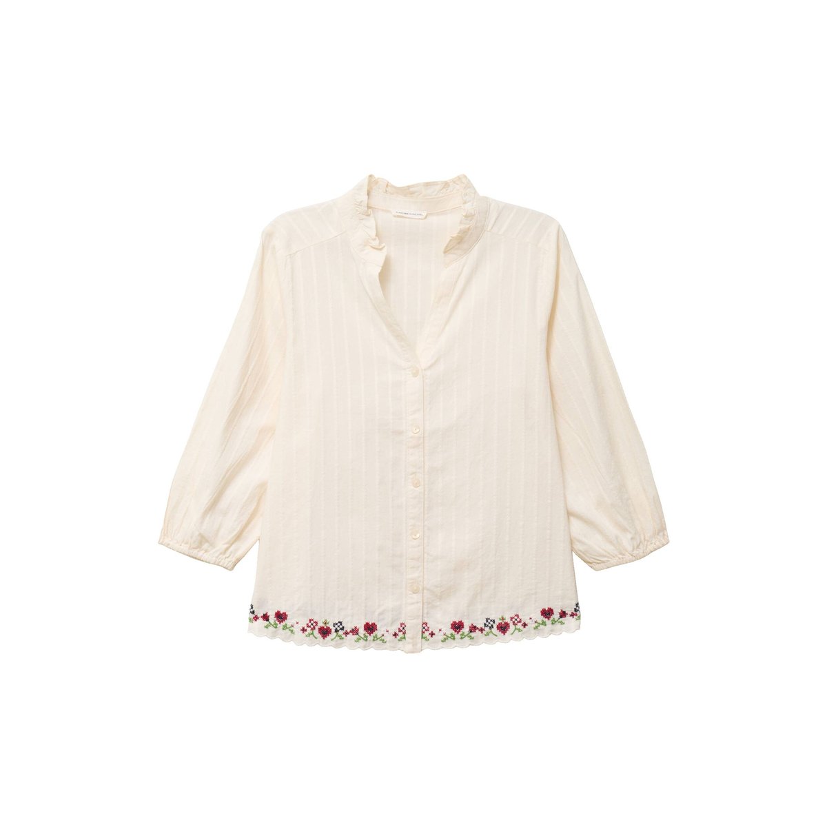 Blouse broderie col v manches 3/4 ecru, CACHE CACHE