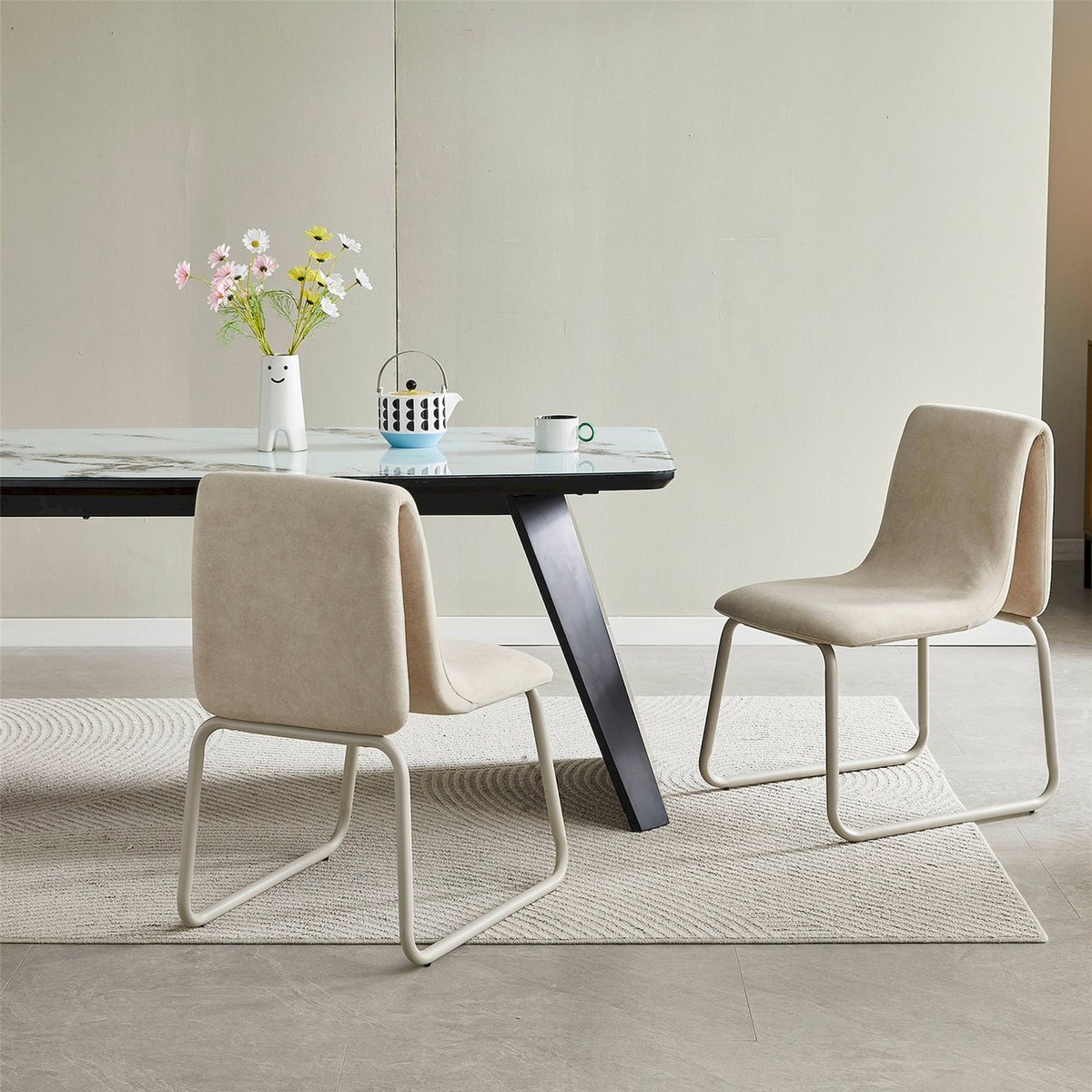 Chaise rembourrée velours collection REESTIFY beige, RECOLLECTION
