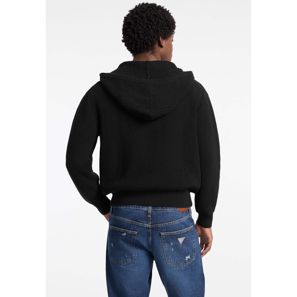Pull Zippé À Capuche noir, GUESS JEANS