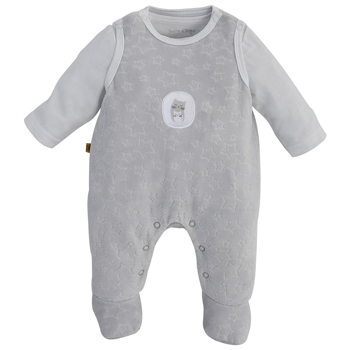 Grenouillere + t-shirt gris gris, SUCRE D'ORGE