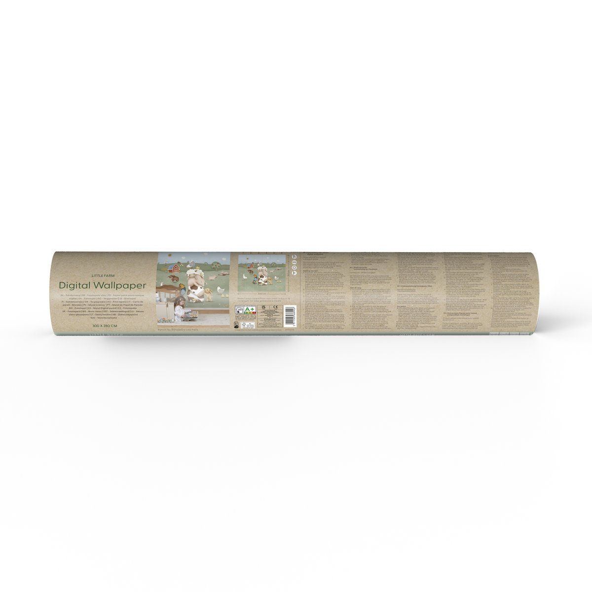 Papier peint panoramique pour enfant Animaux de la ferme coloris pastel, LITTLE DUTCH