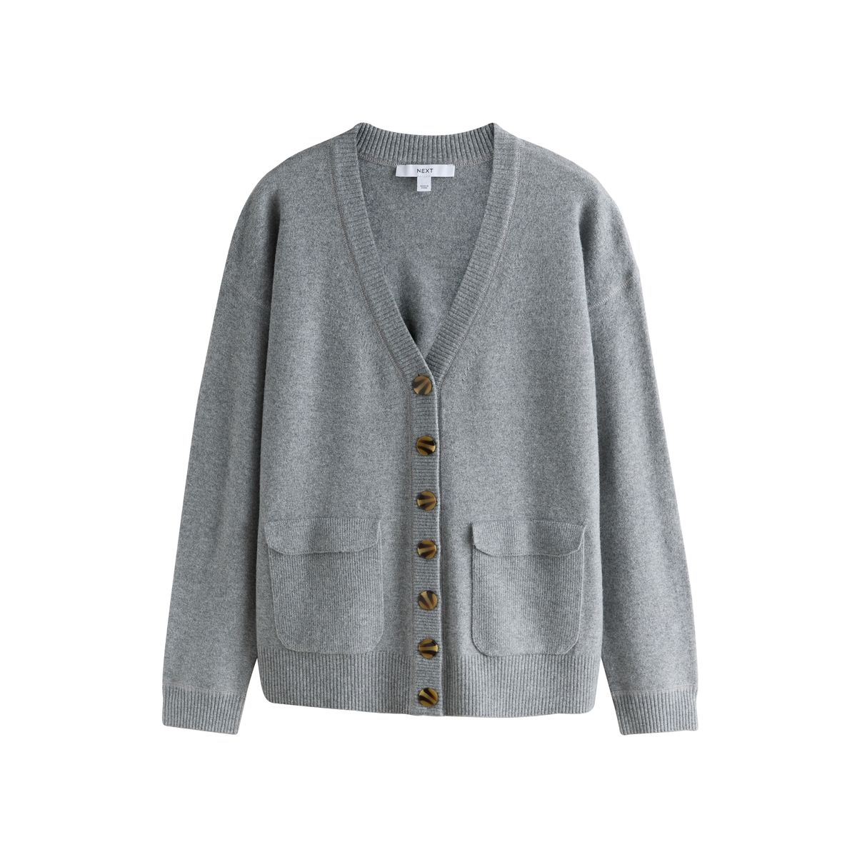 Cardigan mi-long ultra-doux à col v gris chiné, NEXT
