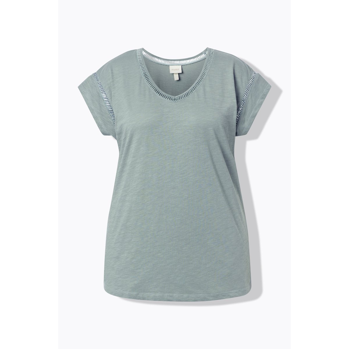 T-shirt V, Oversized, coton bio menthe verte, ULLA POPKEN