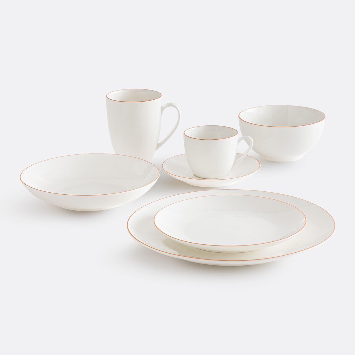 Set of 4 Malo Porcelain Dessert Plates white/orange, LA REDOUTE INTERIEURS