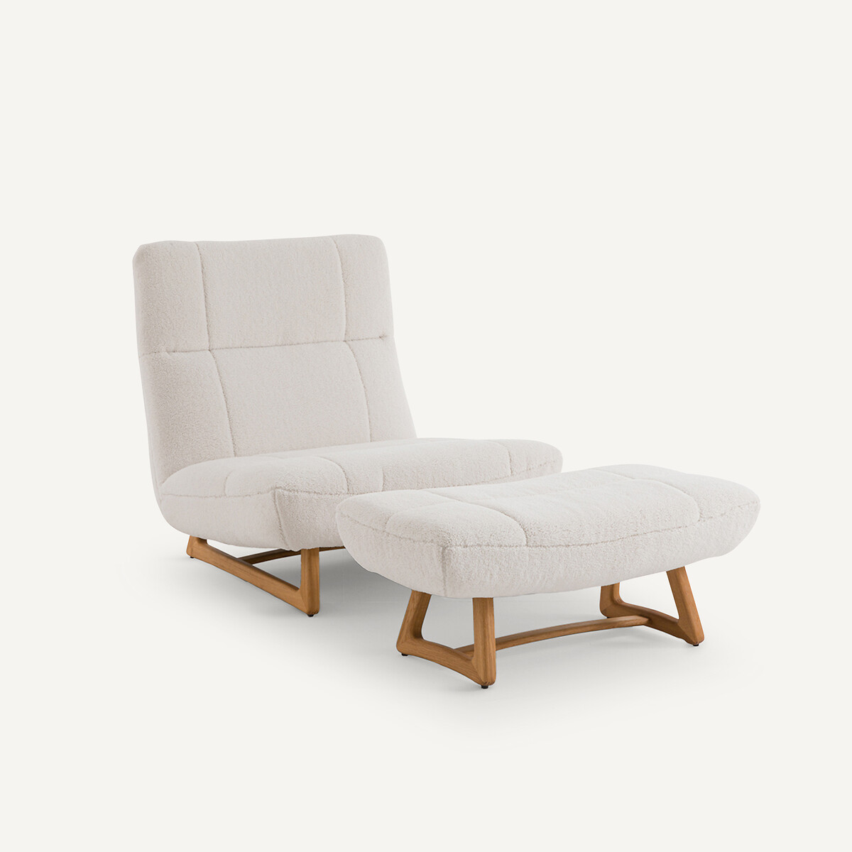 Fauteuil tricot in sherpa, Lafar krijt, AM.PM