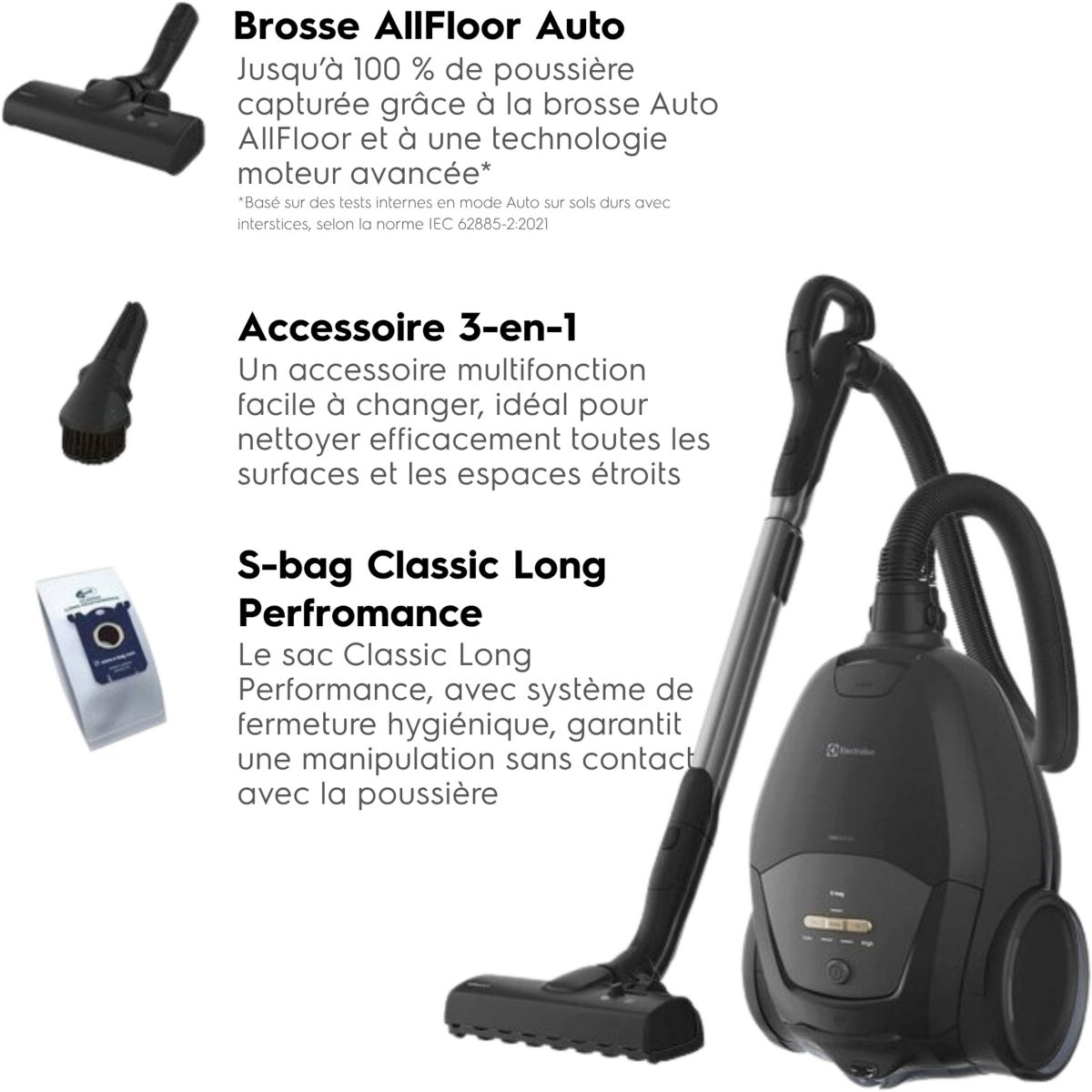 Aspirateur avec sac EB71U1GG couleur unique, ELECTROLUX