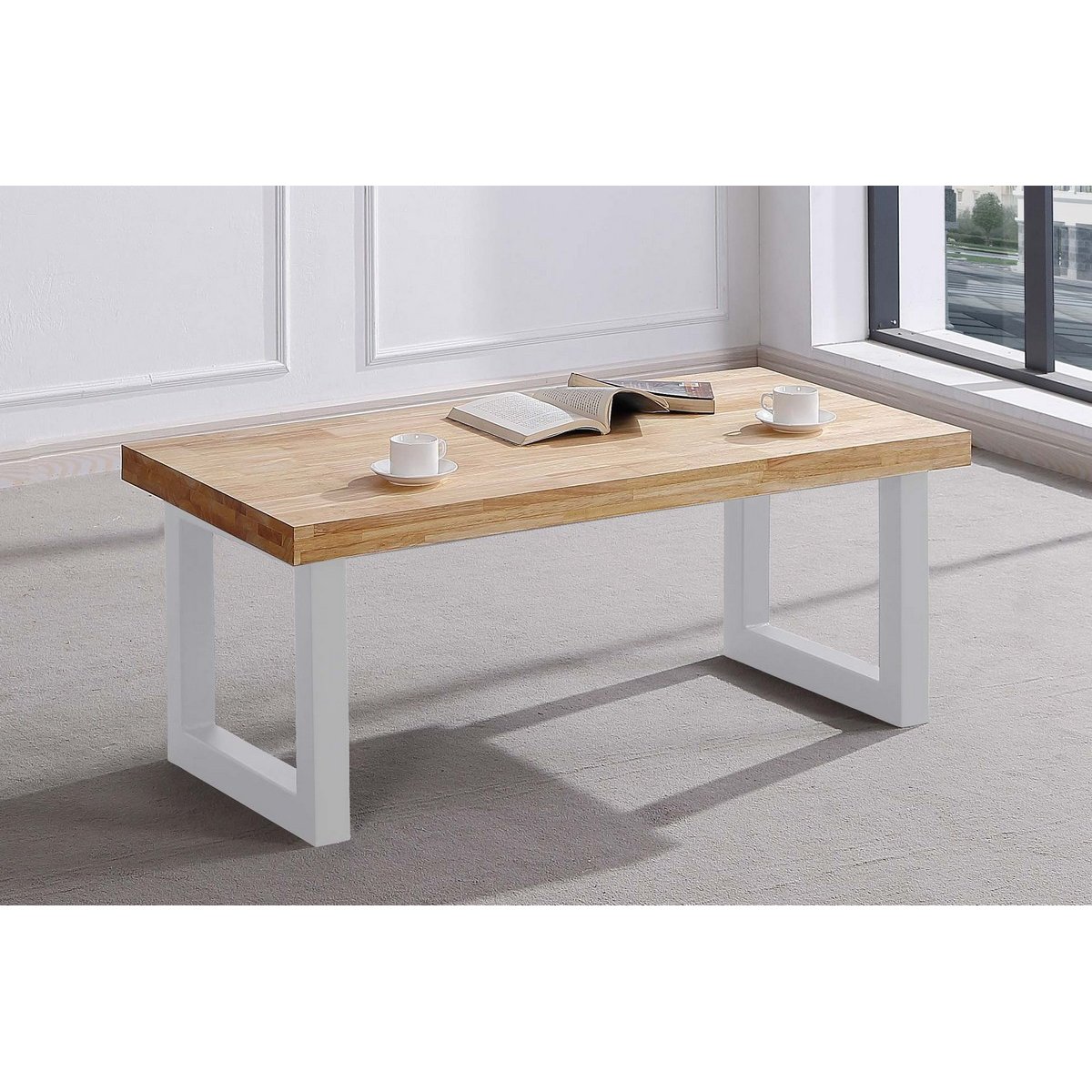 Table basse relevable en bois et acier - MATIKA blanc, MATHI DESIGN