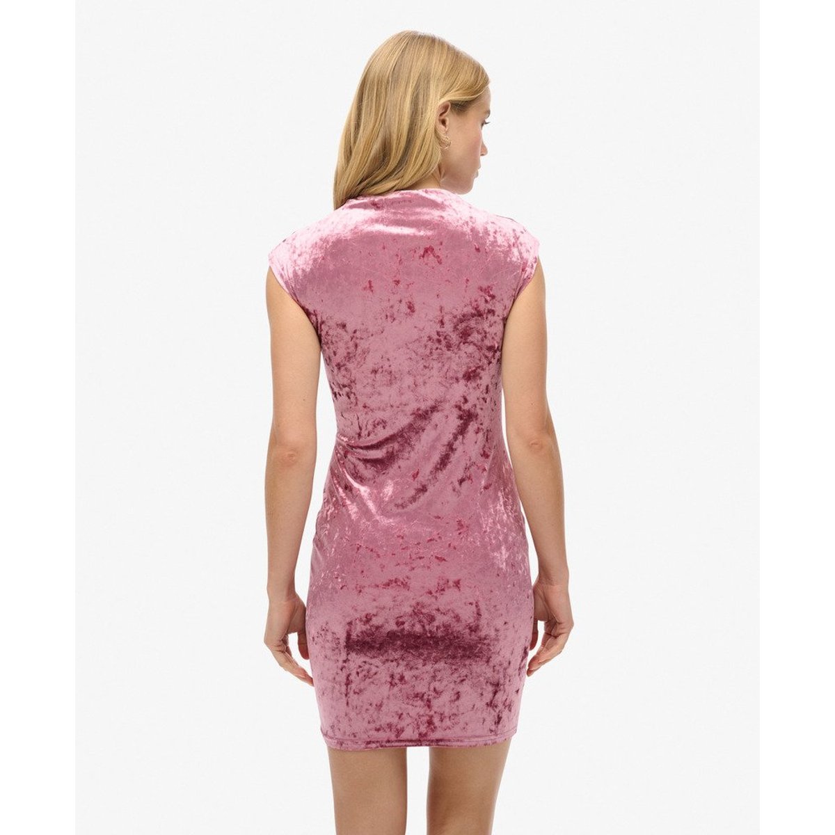 Robe moulante en velours rose polignac, SUPERDRY
