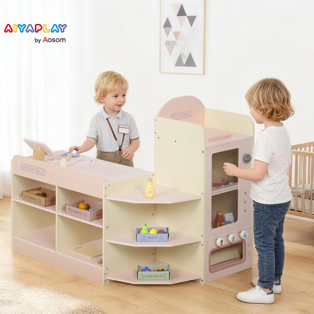 Boutique des enfants MDF Rose rose, beige, multicolore, AIYAPLAY