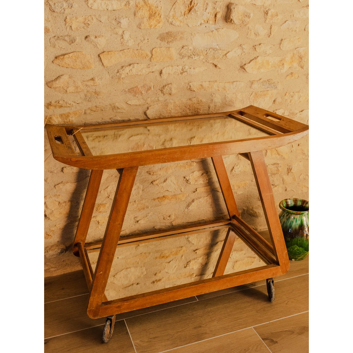 Desserte en bois Henriette N°215 - Bon état bois foncé, DEBONGOUT