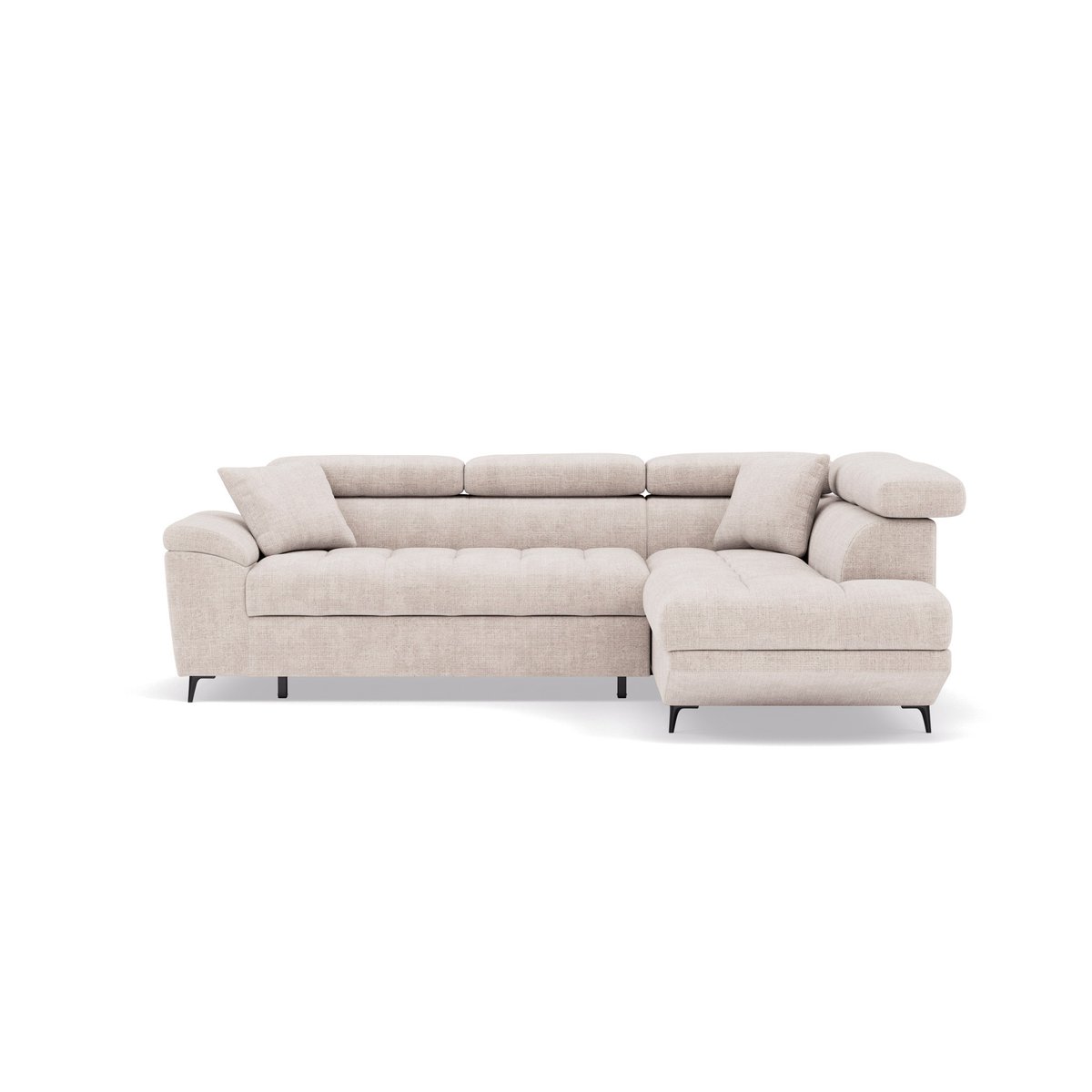 Canapé angle droit convertible velours texturé, CAMILLE beige, BEST MOBILIER