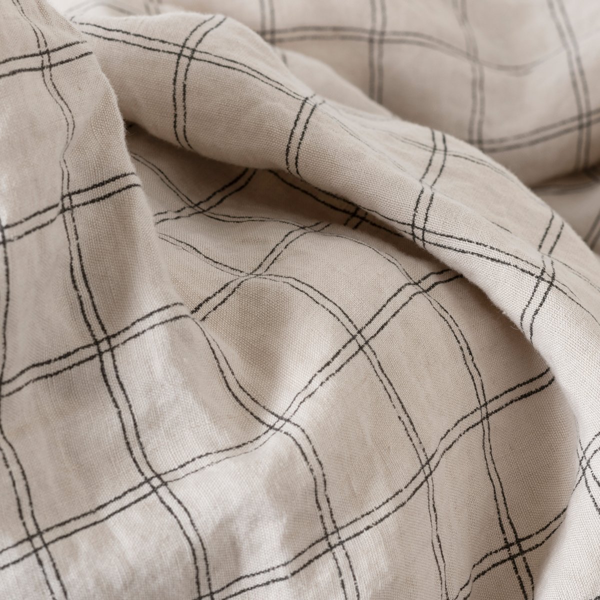 Housse de couette Grege Floral SONGE charbon carreaux, CARRE BLANC