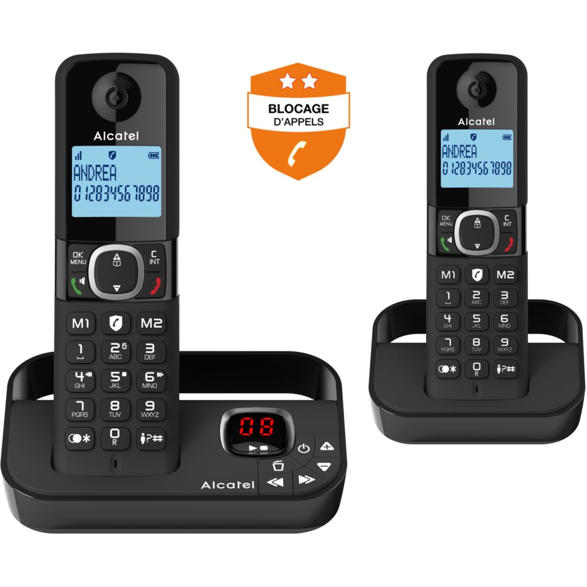 Téléphone sans fil F860 Voice Duo Noir couleur unique, ALCATEL