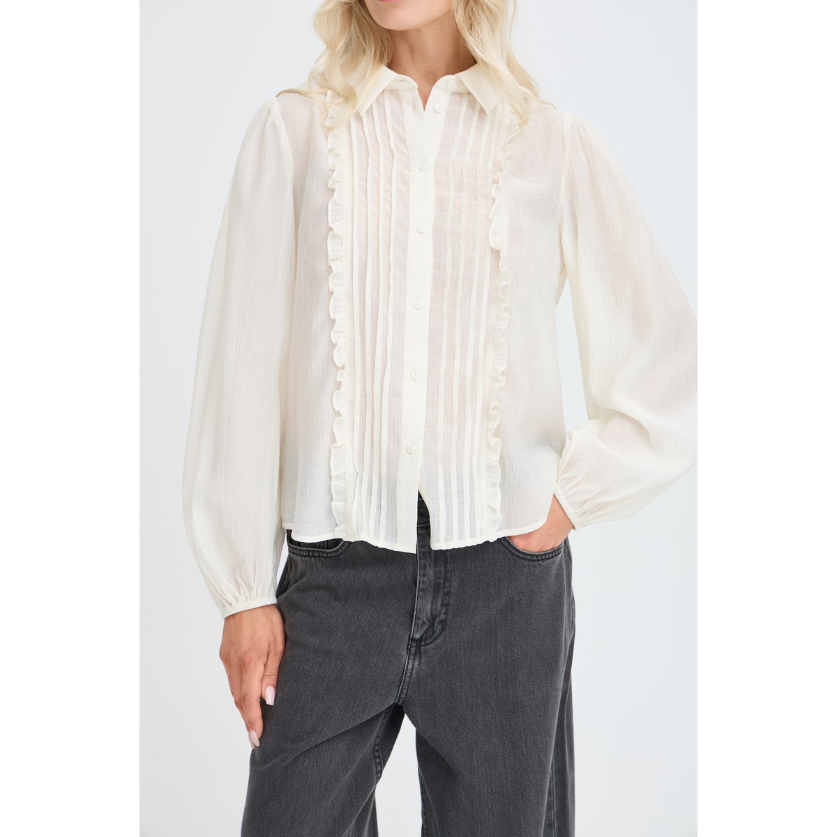 Chemise à manches longues blanc marshmallow, B.YOUNG
