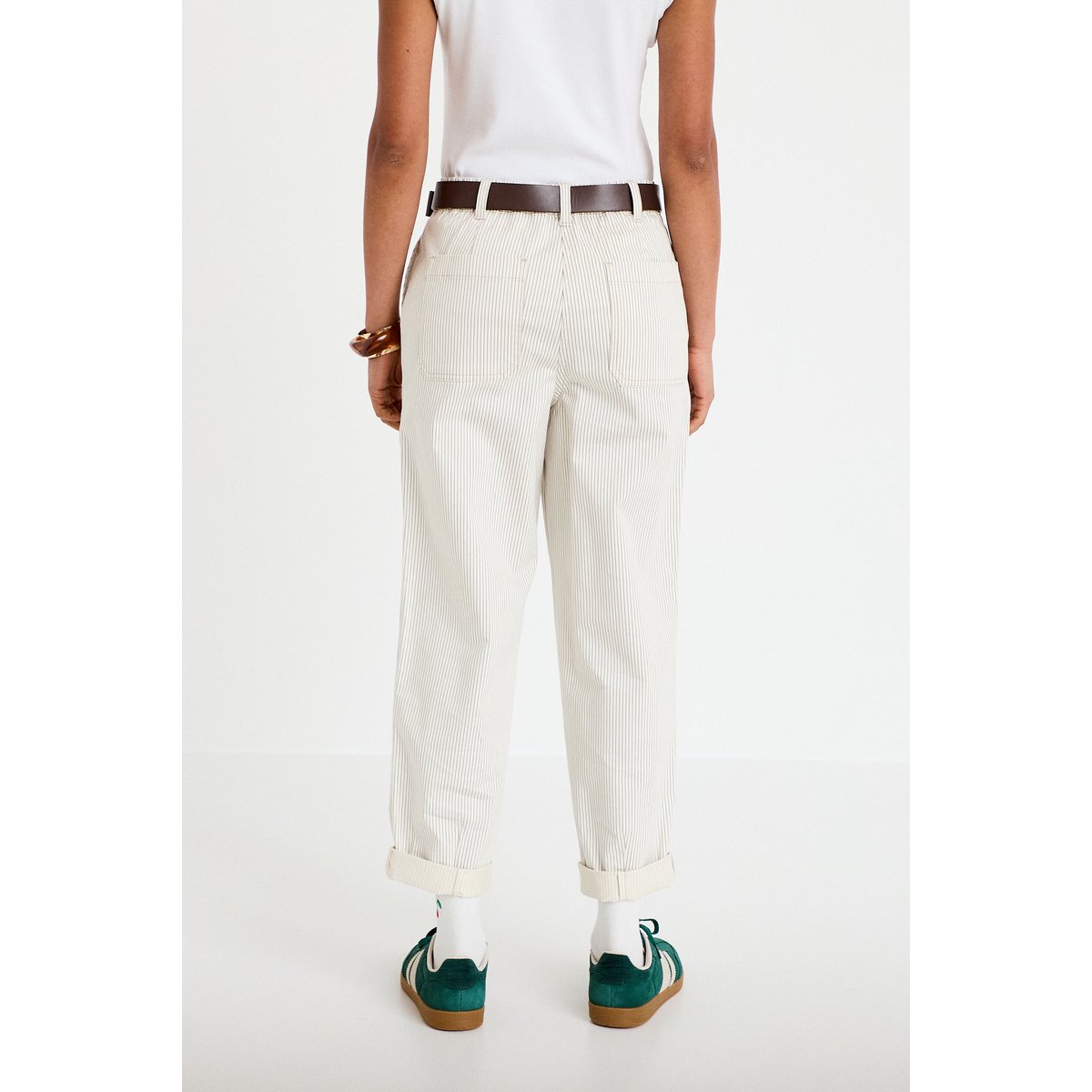 Pantalon chino 7/8ème taille élastiquée blanc, CACHE CACHE