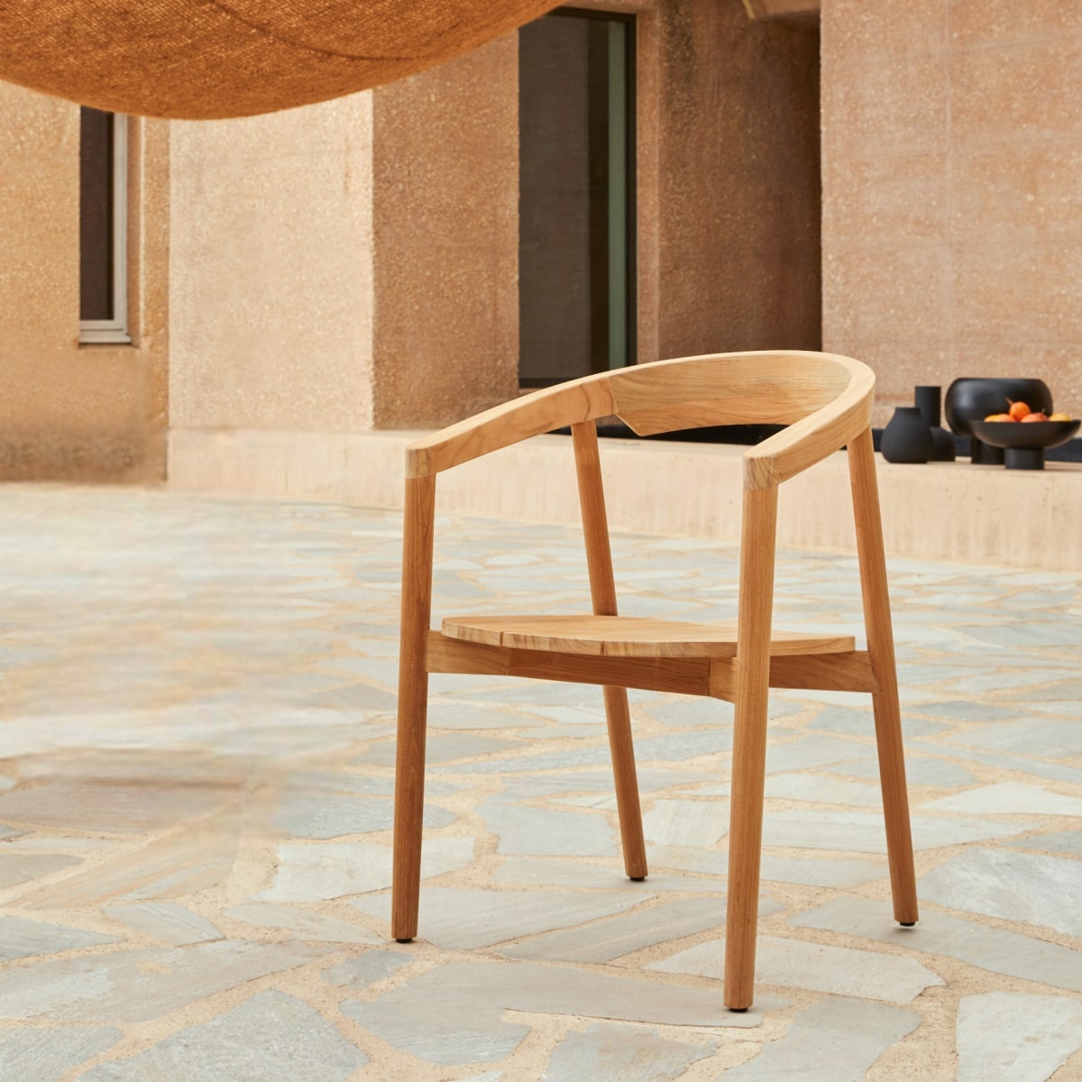 Chaise de jardin en Teck massif, FRANCIA naturel, TIKAMOON