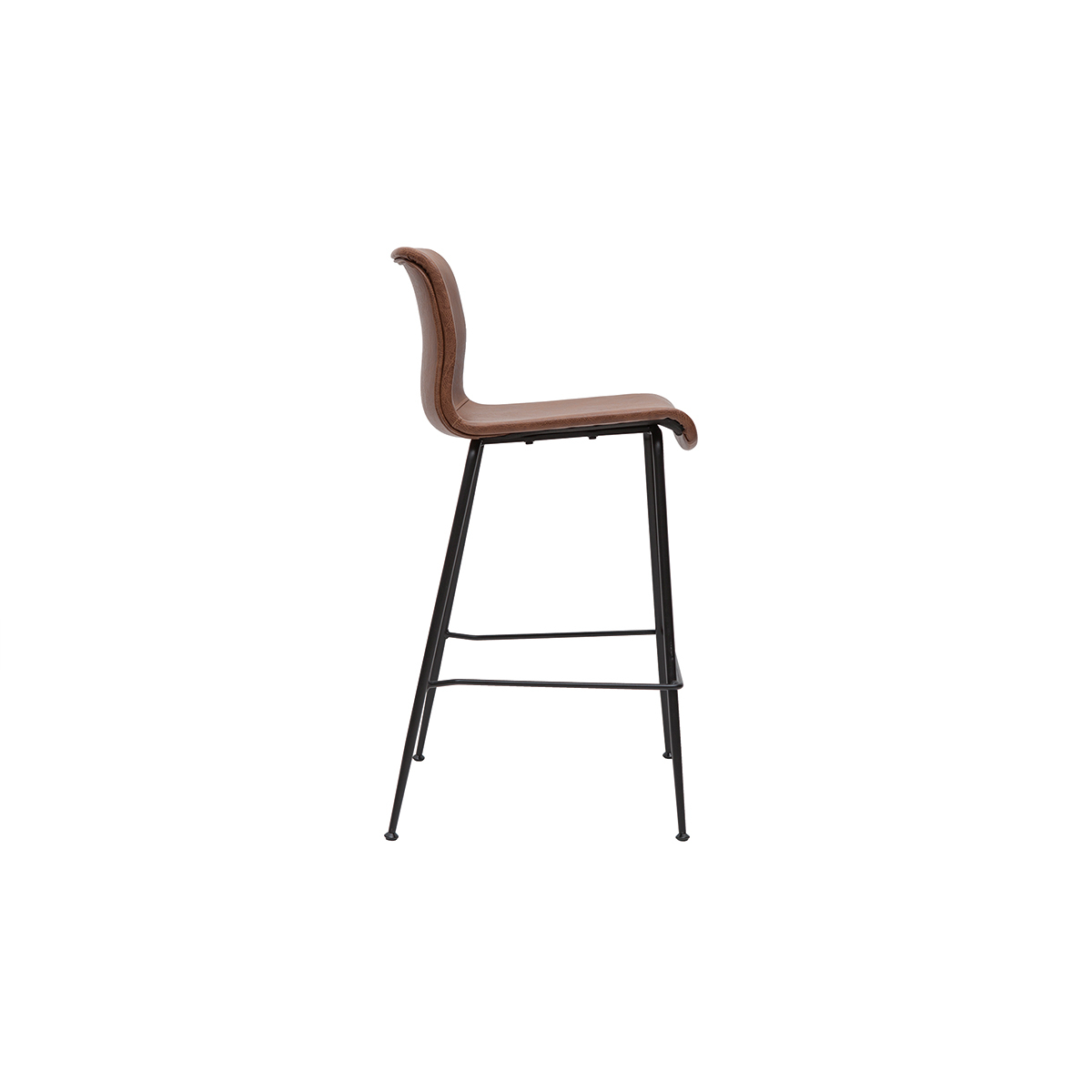 Tabourets de bar fixes pieds métal noir H65 cm (lot de 2) HAROLD marron, MILIBOO