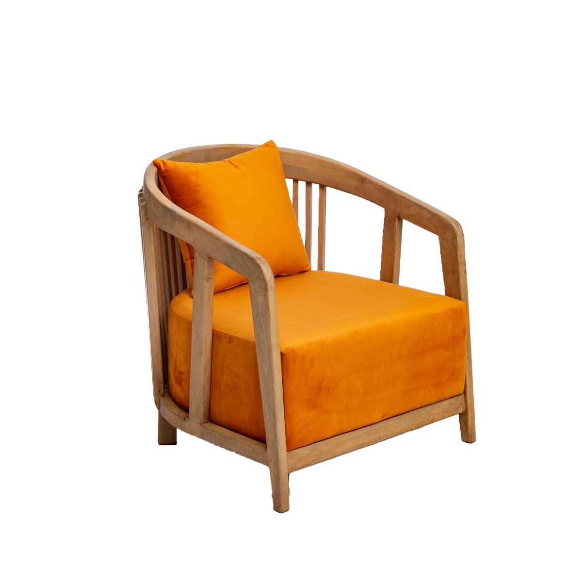 Fauteuil en bois de manguier TÉRENCE orange, MADE IN MEUBLES