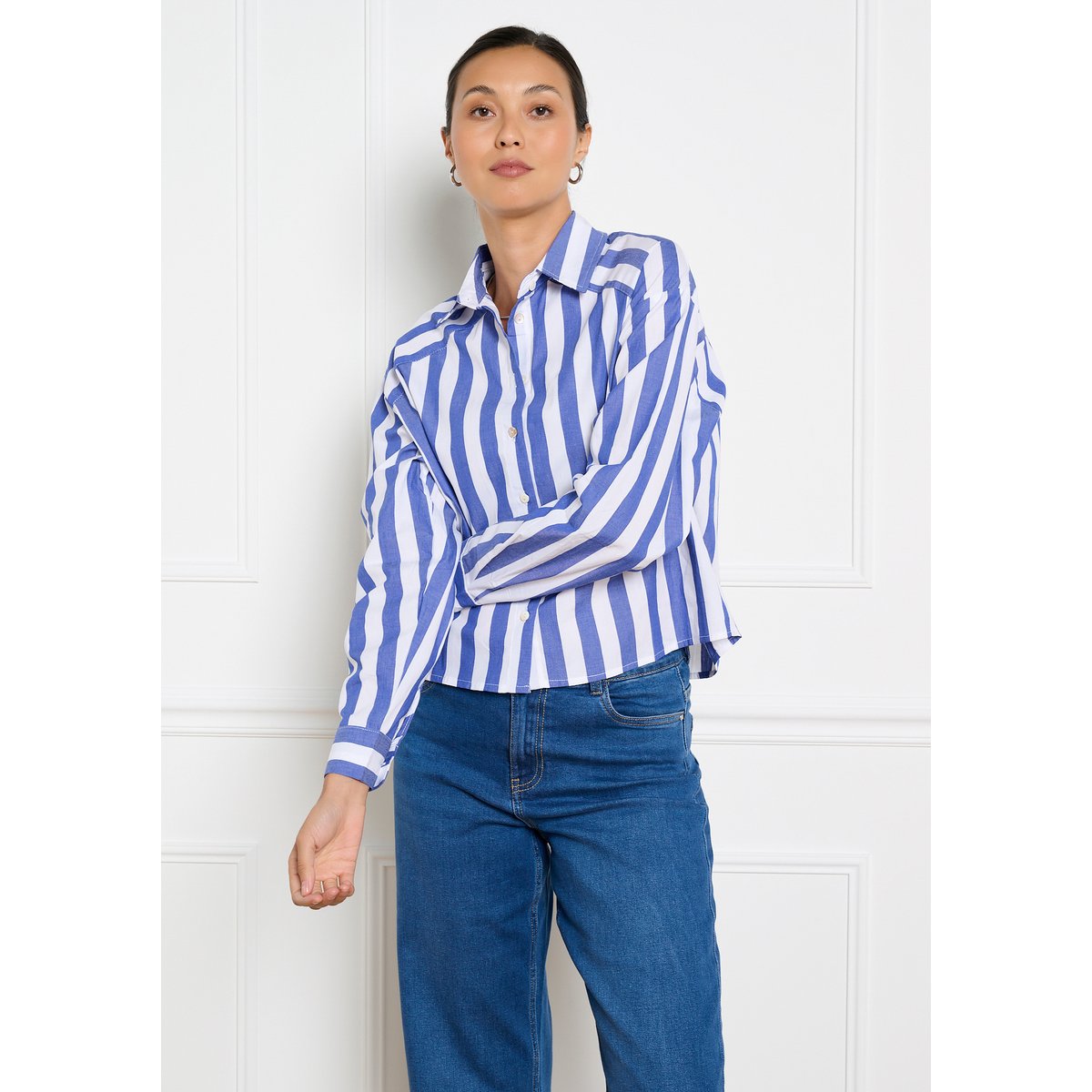 Chemise rayée oversize bleu marine, LOLALIZA