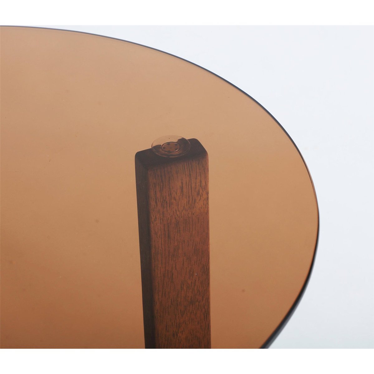 Table d'appoint carrée en bois et verre brun bois et verre fumé, RECOLLECTION