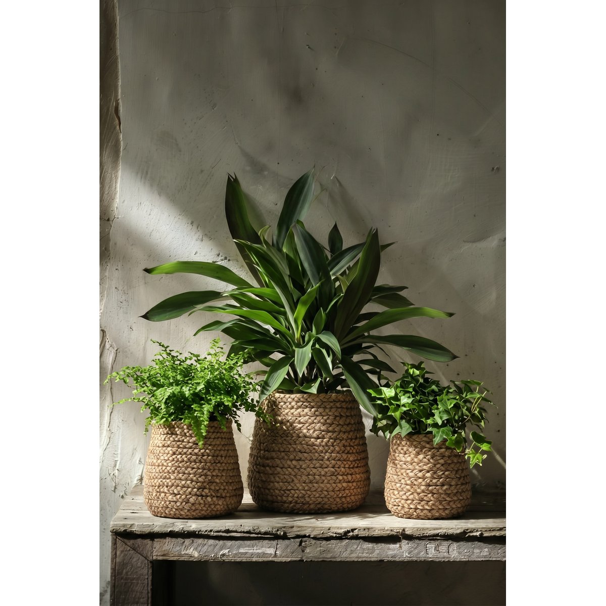 Cache-pot en béton FAKE BRAIDED beige, BAZAR BIZAR