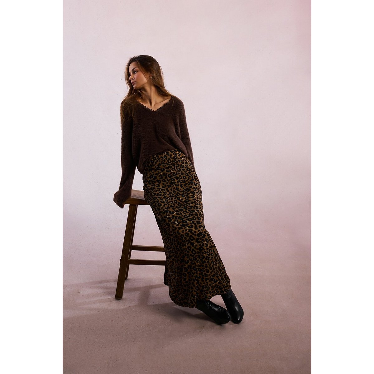 V-Neck Lace Jumper chocolate, MOLLY BRACKEN