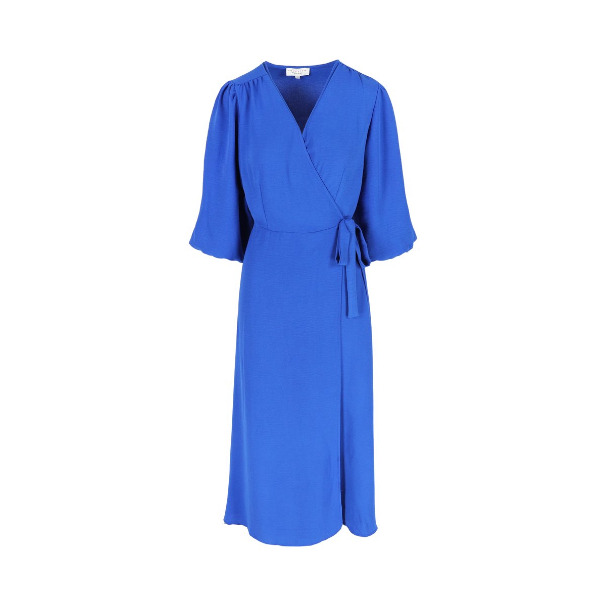 Robe cache-coeur avec manches ballon bleu electrique, LOLALIZA